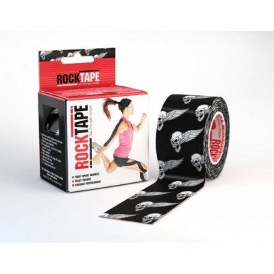 RockTape -  kineziologická tejpovací páska - černá, lebka s křídly