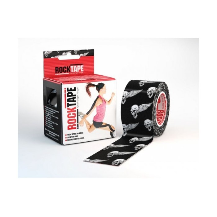 RockTape - kineziologická tejpovací páska - černá, lebka s křídly